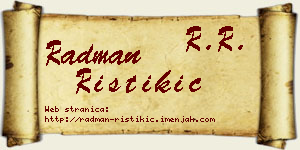 Radman Ristikić vizit kartica